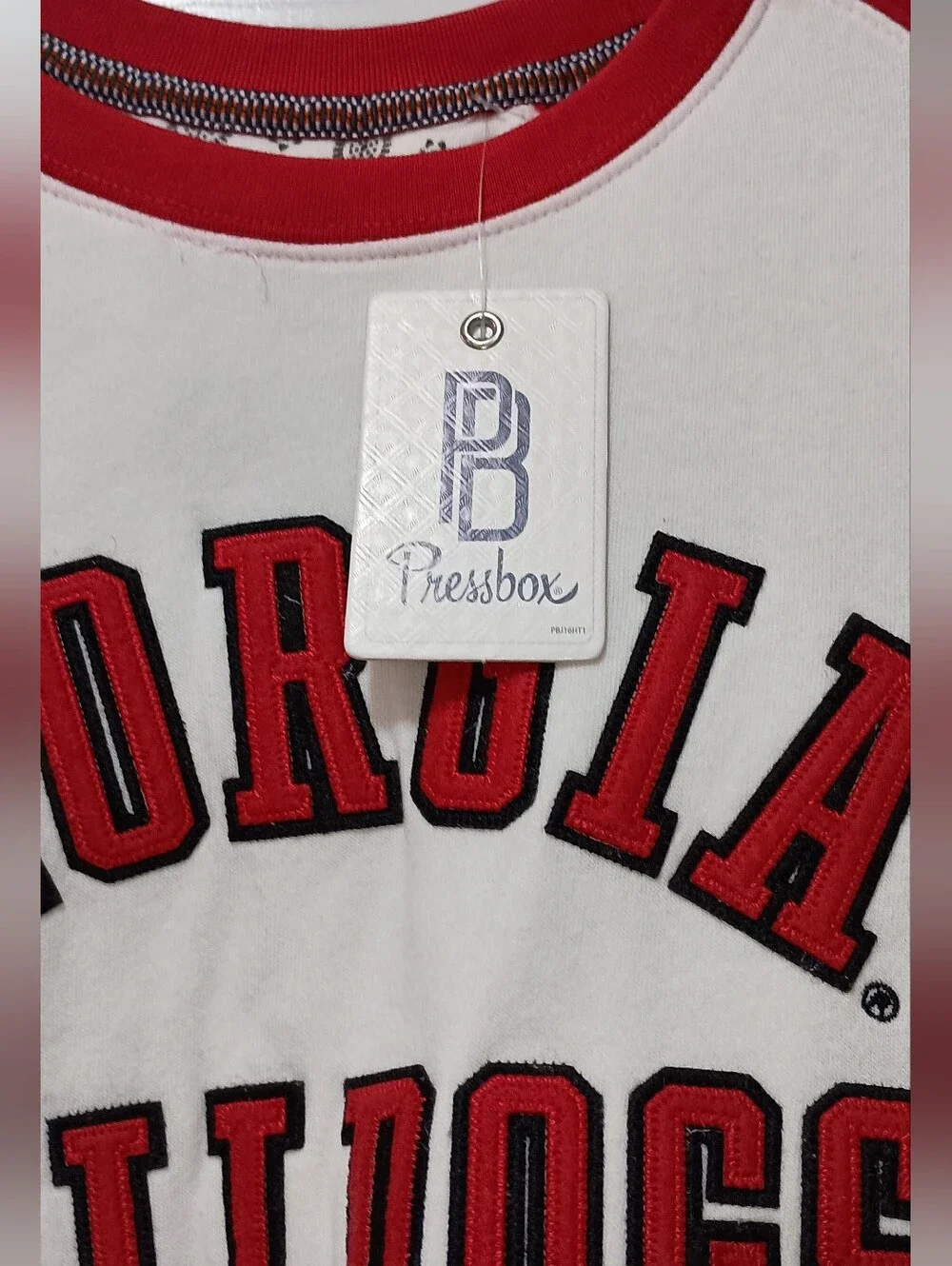 Pressbox White and Red Georgia Bulldogs Raglan Sweatshirt New With Tags Medium
